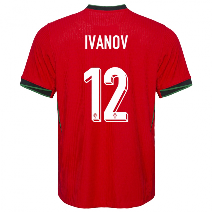 Női Portugália David Ivanov #12 Piros Hazai Jersey 24-26 Mez Póló Ing