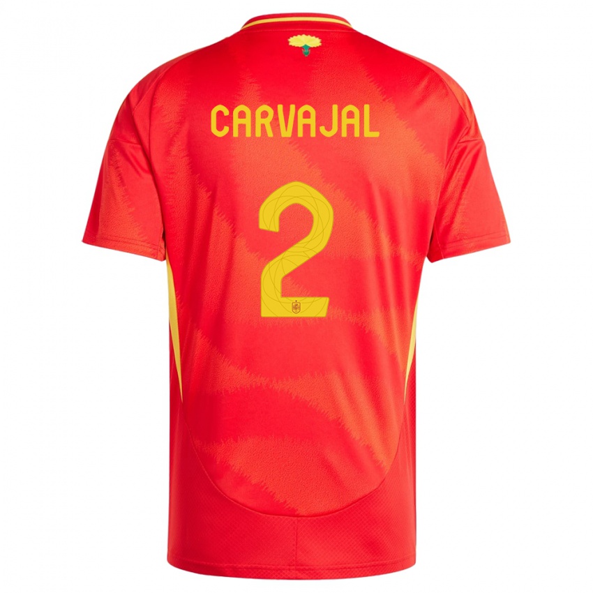 Női Spanyolország Daniel Carvajal #2 Piros Hazai Jersey 24-26 Mez Póló Ing