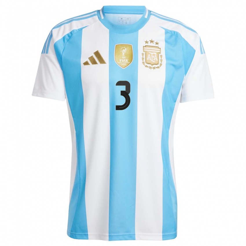 Női Argentína Claudio Bravo #3 Fehér Kék Hazai Jersey 24-26 Mez Póló Ing