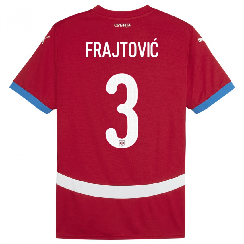 Női Szerbia Andela Frajtovic #3 Piros Hazai Jersey 24-26 Mez Póló Ing