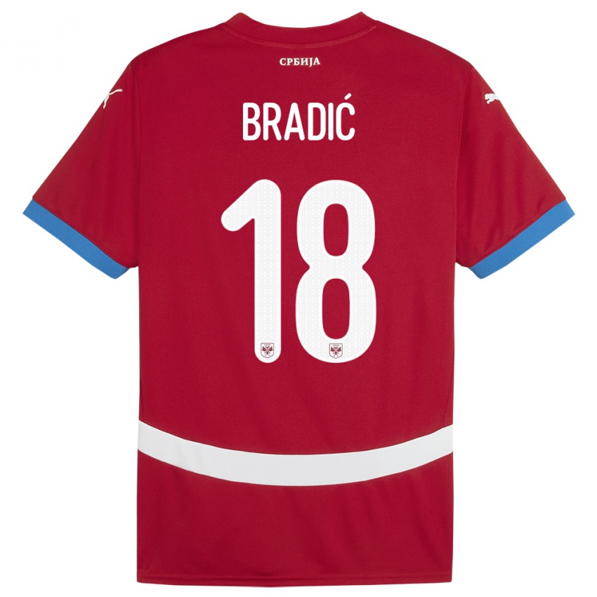 Női Szerbia Biljana Bradic #18 Piros Hazai Jersey 24-26 Mez Póló Ing