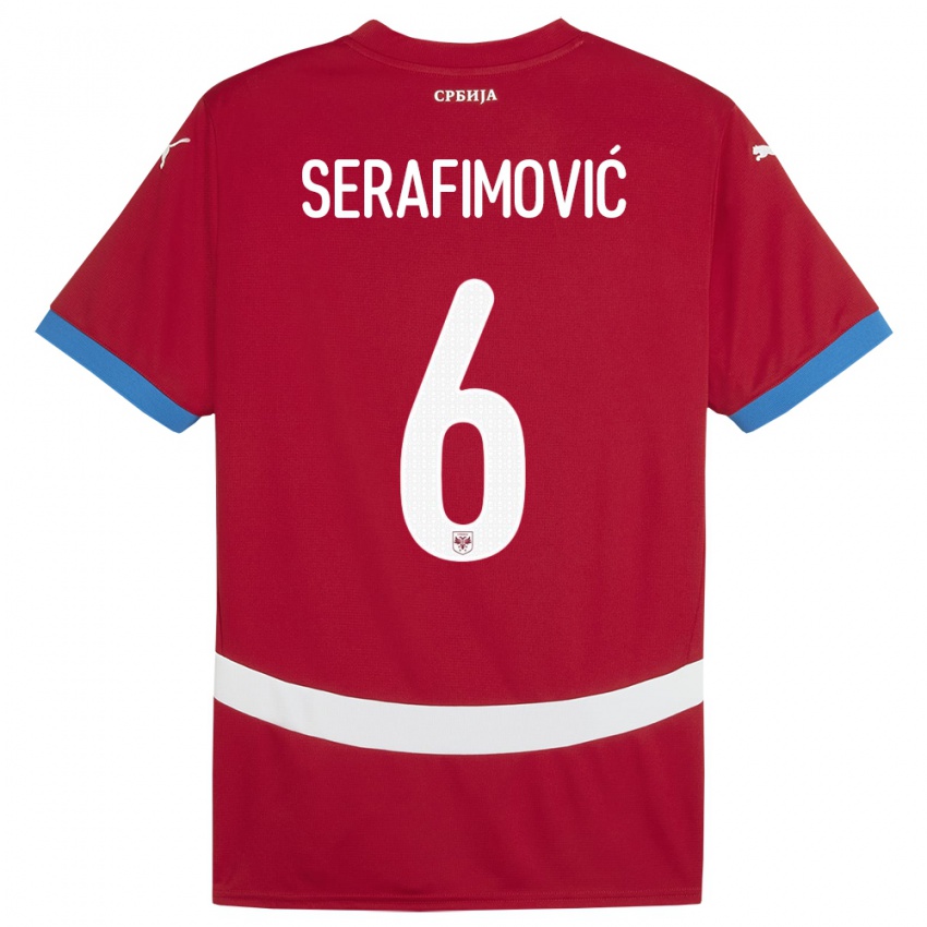 Női Szerbia Vojin Serafimovic #6 Piros Hazai Jersey 24-26 Mez Póló Ing