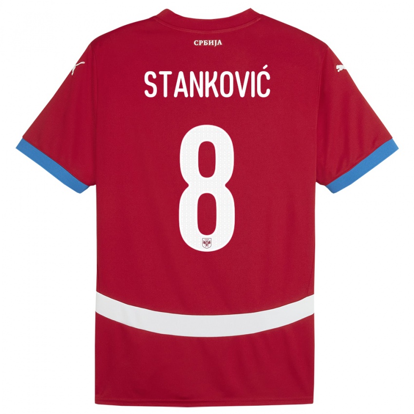 Női Szerbia Aleksandar Stankovic #8 Piros Hazai Jersey 24-26 Mez Póló Ing