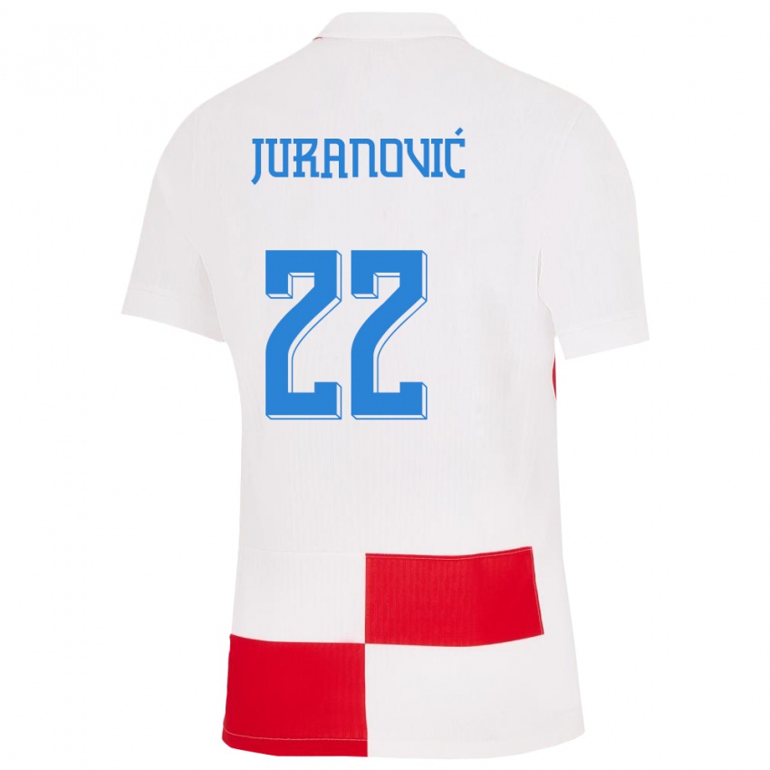 Női Horvátország Josip Juranovic #22 Fehér Piros Hazai Jersey 24-26 Mez Póló Ing