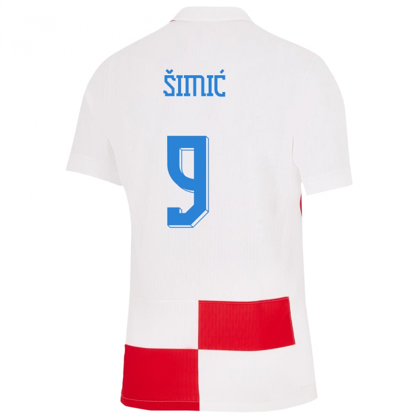 Női Horvátország Roko Simic #9 Fehér Piros Hazai Jersey 24-26 Mez Póló Ing