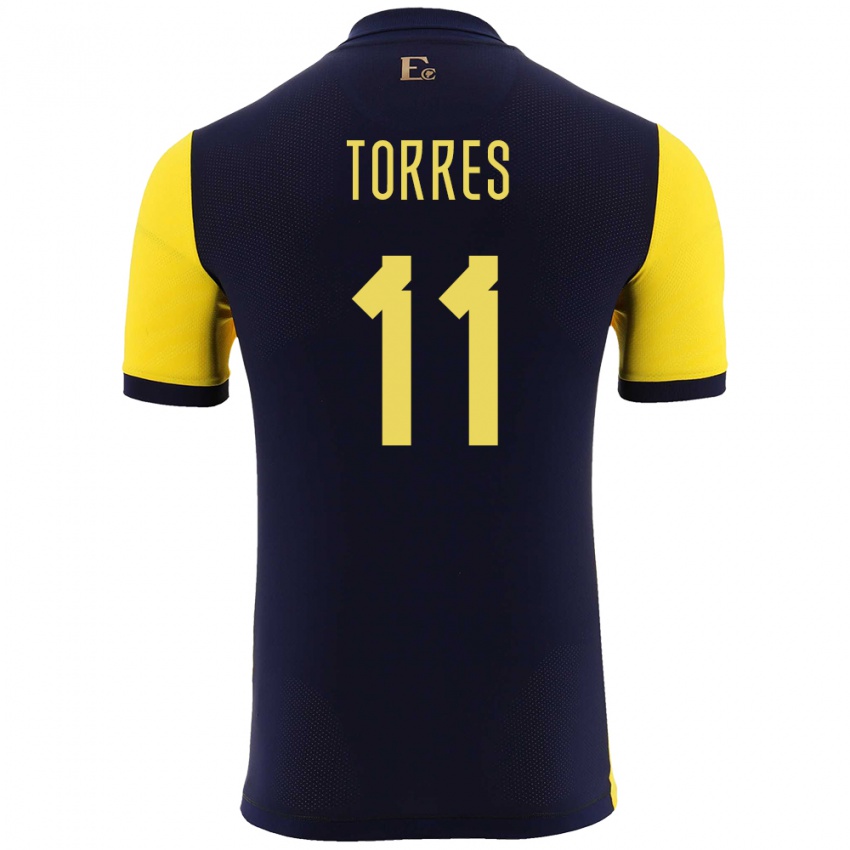 Női Ecuador Ambar Torres #11 Sárga Hazai Jersey 24-26 Mez Póló Ing