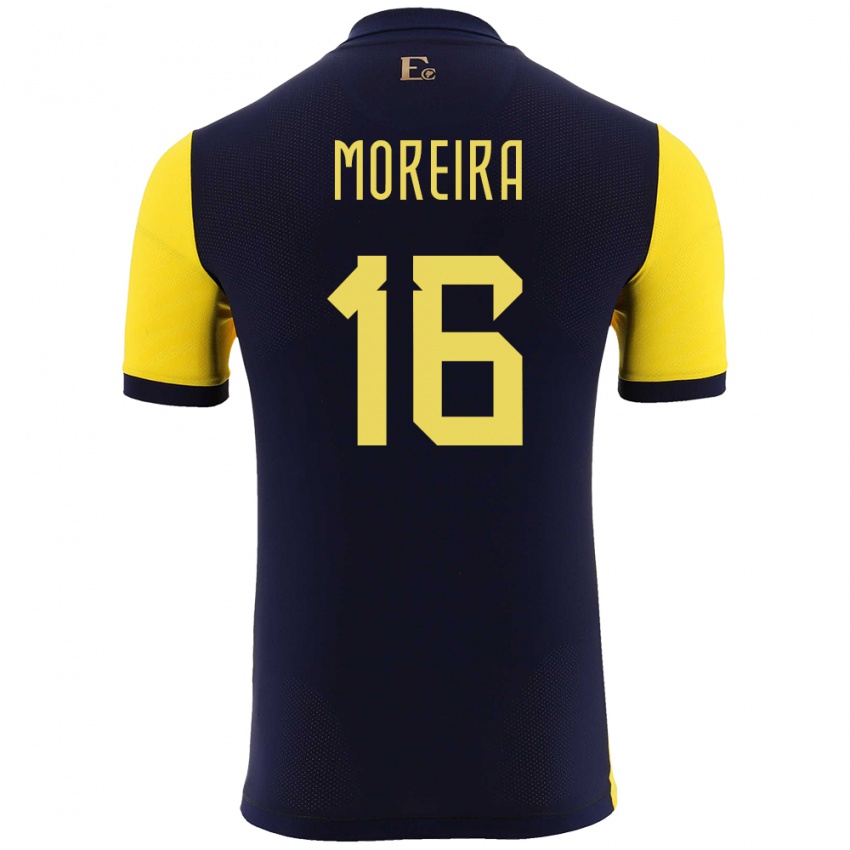 Női Ecuador Ligia Moreira #16 Sárga Hazai Jersey 24-26 Mez Póló Ing