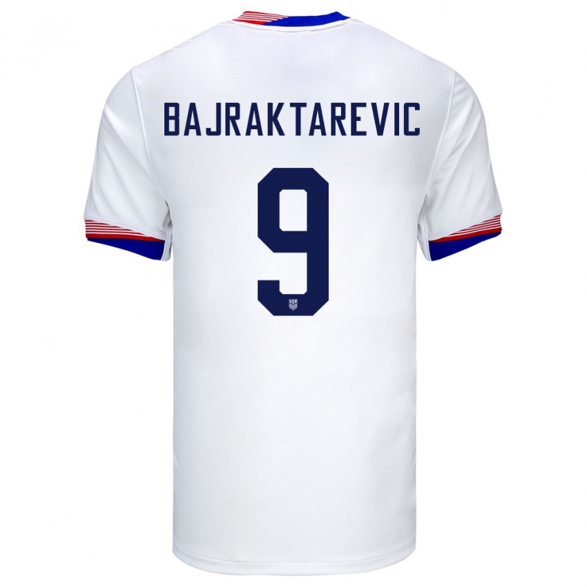 Női Egyesült Államok Esmir Bajraktarevic #9 Fehér Hazai Jersey 24-26 Mez Póló Ing