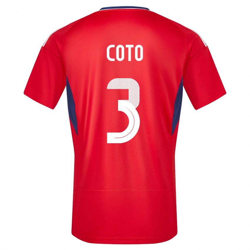 Női Costa Rica Maria Coto #3 Piros Hazai Jersey 24-26 Mez Póló Ing