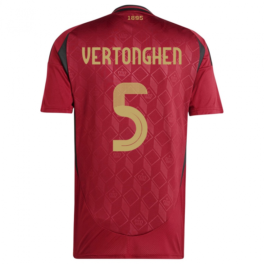 Női Belgium Jan Vertonghen #5 Burgundia Hazai Jersey 24-26 Mez Póló Ing