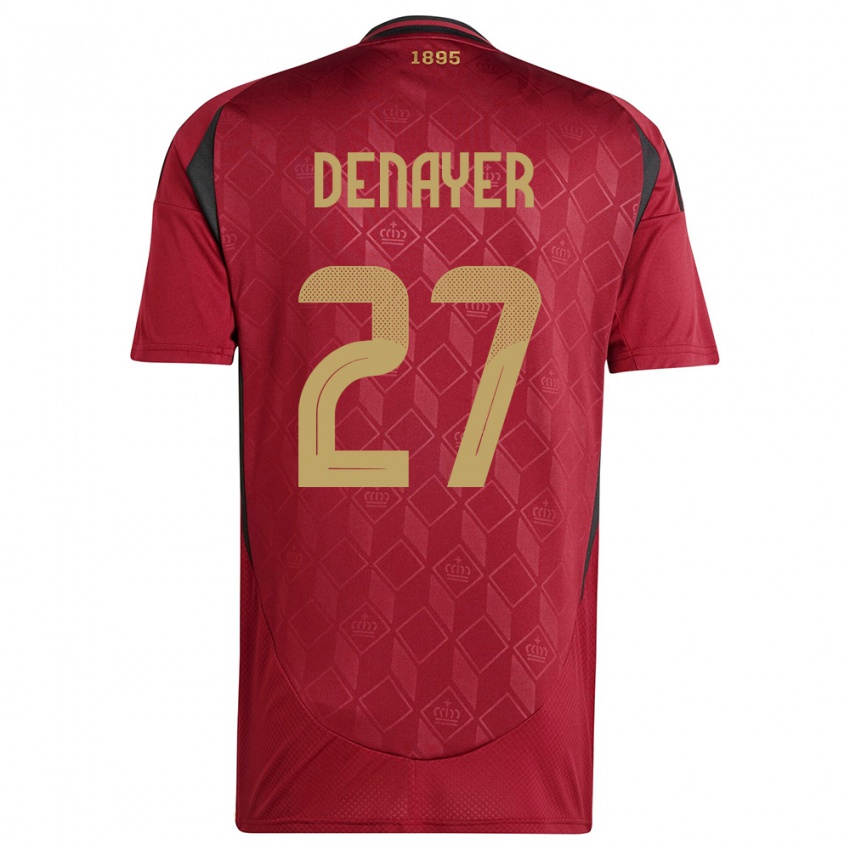 Női Belgium Jason Denayer #27 Burgundia Hazai Jersey 24-26 Mez Póló Ing