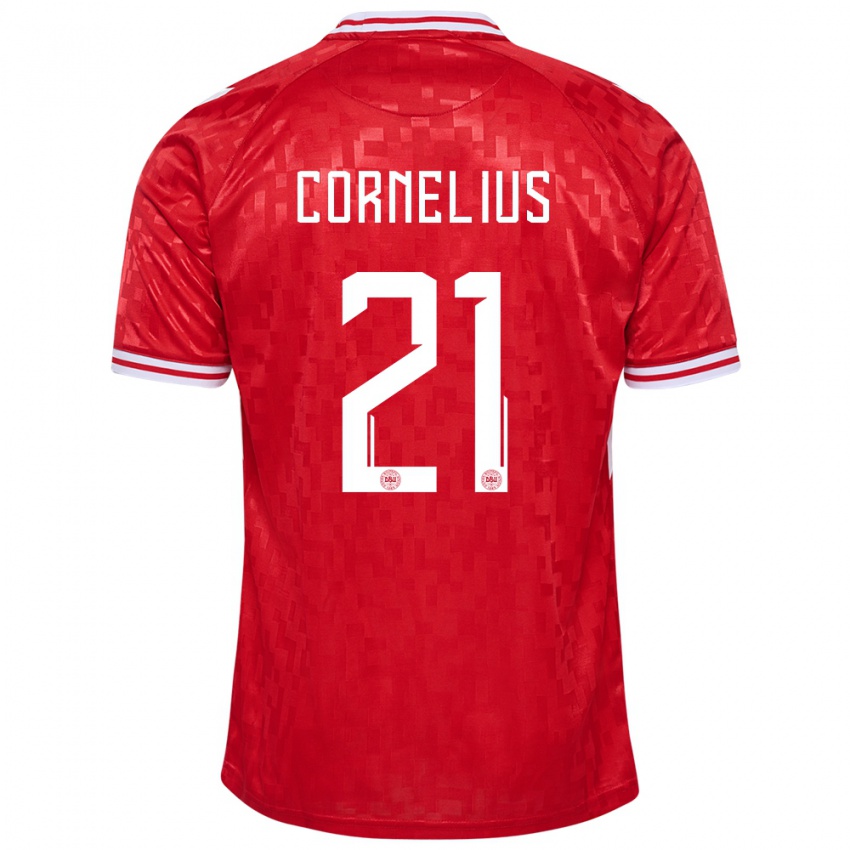 Női Dánia Andreas Cornelius #21 Piros Hazai Jersey 24-26 Mez Póló Ing