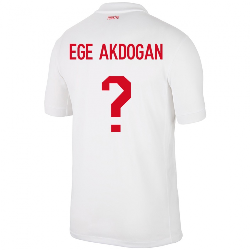 Női Törökország Hasan Ege Akdoğan #0 Fehér Hazai Jersey 24-26 Mez Póló Ing