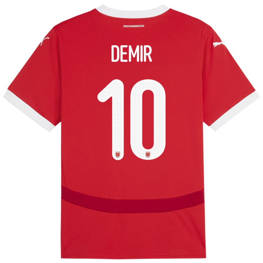 Női Ausztria Yusuf Demir #10 Piros Hazai Jersey 24-26 Mez Póló Ing