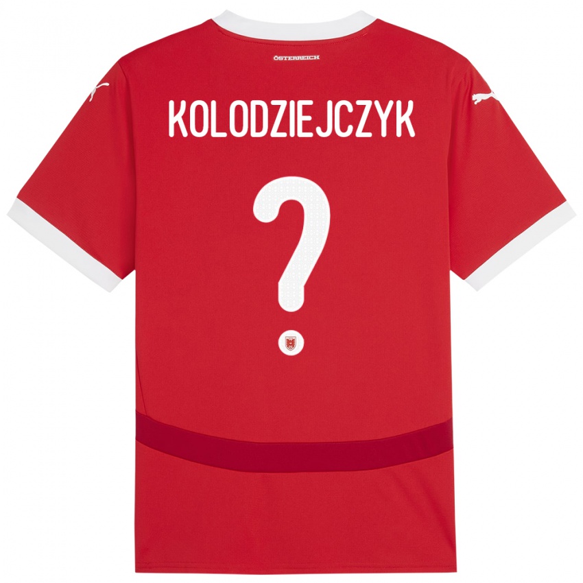 Női Ausztria Marek Kolodziejczyk #0 Piros Hazai Jersey 24-26 Mez Póló Ing