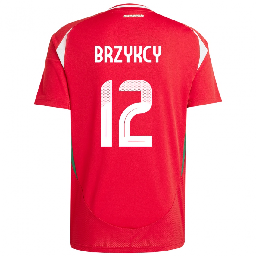 Női Magyarország Lauren Brzykcy #12 Piros Hazai Jersey 24-26 Mez Póló Ing