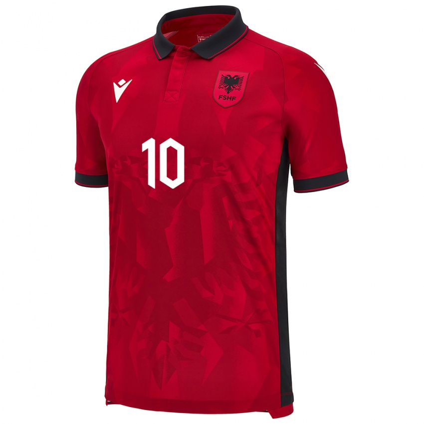 Női Albania Nedim Bajrami #10 Piros Hazai Jersey 24-26 Mez Póló Ing