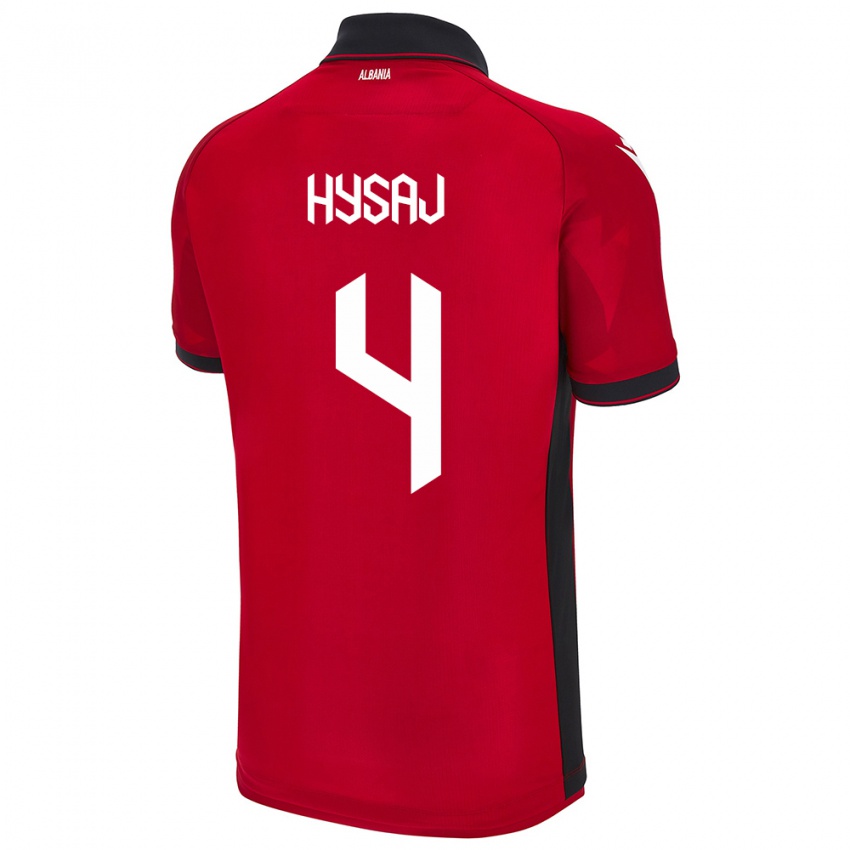 Női Albania Elseid Hysaj #4 Piros Hazai Jersey 24-26 Mez Póló Ing