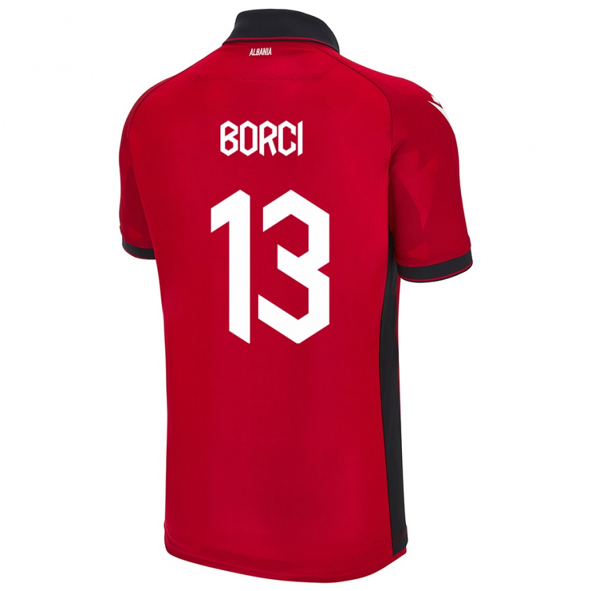 Női Albania Klaudia Borci #13 Piros Hazai Jersey 24-26 Mez Póló Ing