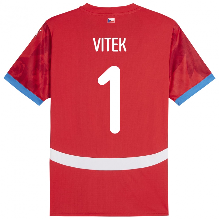 Női Csehország Radek Vitek #1 Piros Hazai Jersey 24-26 Mez Póló Ing