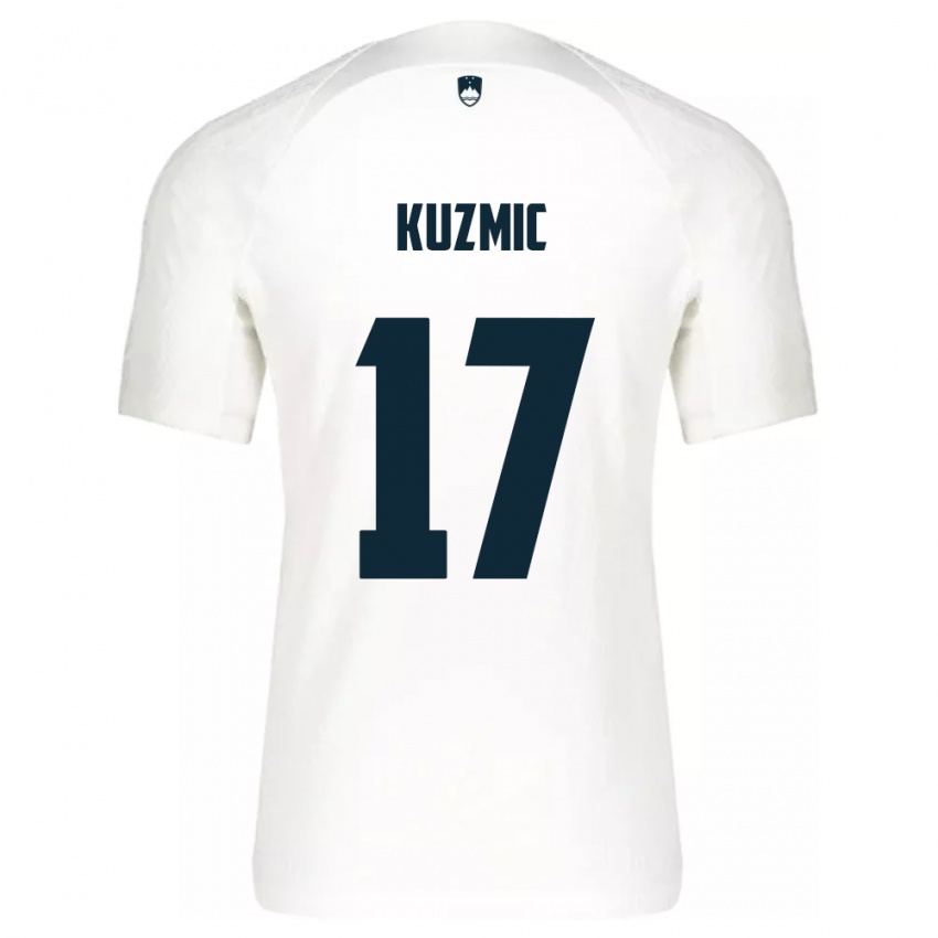 Női Szlovénia Srdjan Kuzmic #17 Fehér Hazai Jersey 24-26 Mez Póló Ing