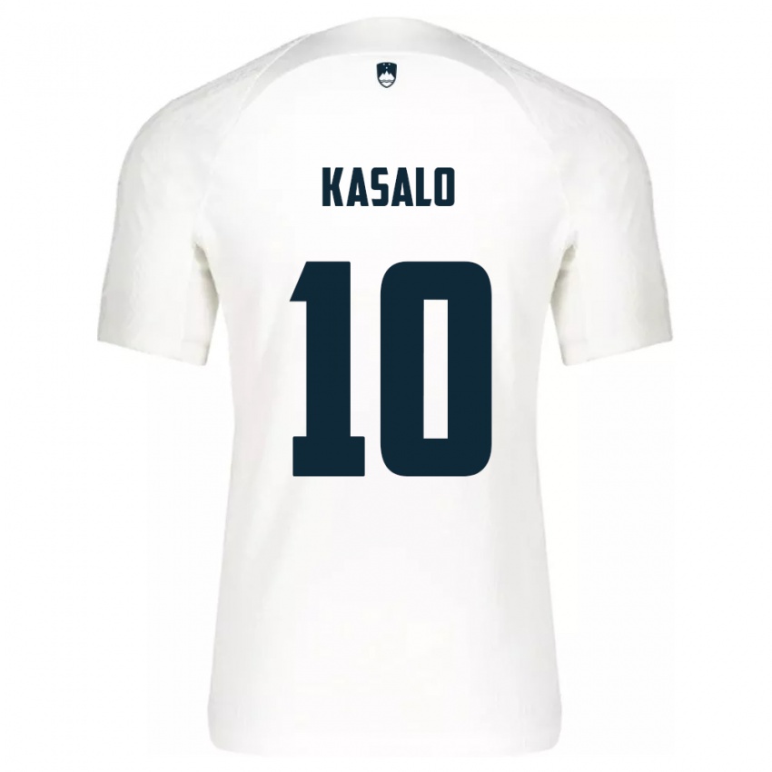 Női Szlovénia Niko Kasalo #10 Fehér Hazai Jersey 24-26 Mez Póló Ing