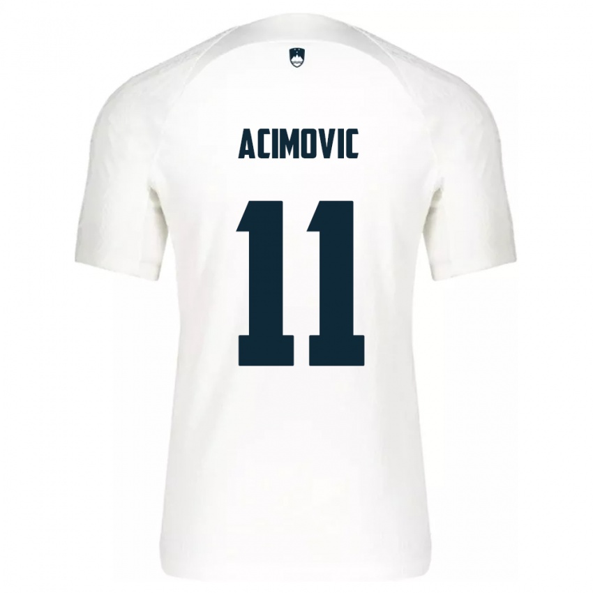 Női Szlovénia Mateo Acimovic #11 Fehér Hazai Jersey 24-26 Mez Póló Ing