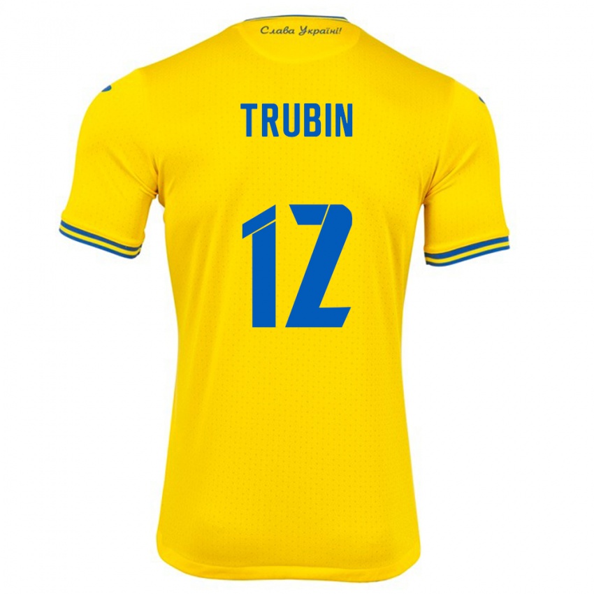 Női Ukrajna Anatoliy Trubin #12 Sárga Hazai Jersey 24-26 Mez Póló Ing