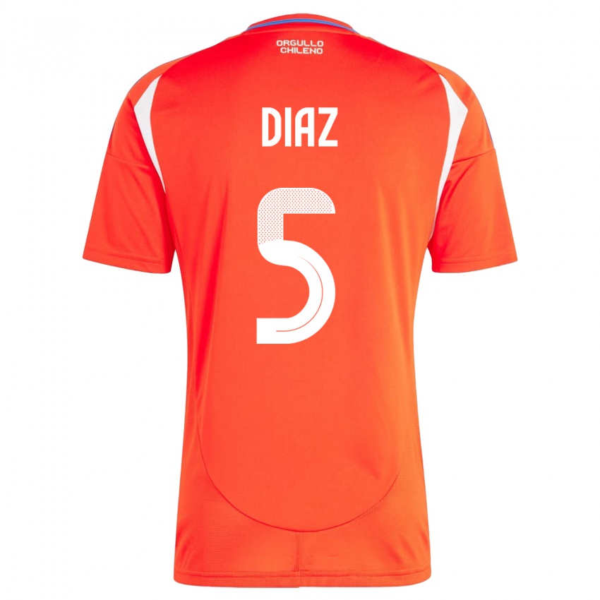 Női Chile Paulo Díaz #5 Piros Hazai Jersey 24-26 Mez Póló Ing