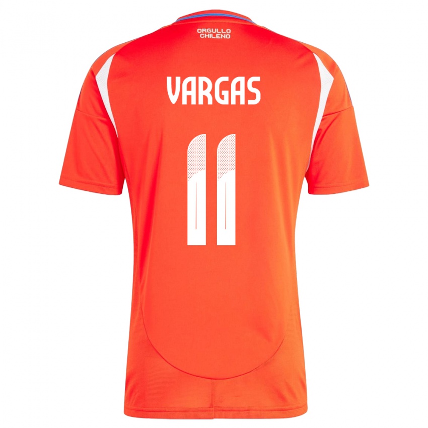 Női Chile Eduardo Vargas #11 Piros Hazai Jersey 24-26 Mez Póló Ing