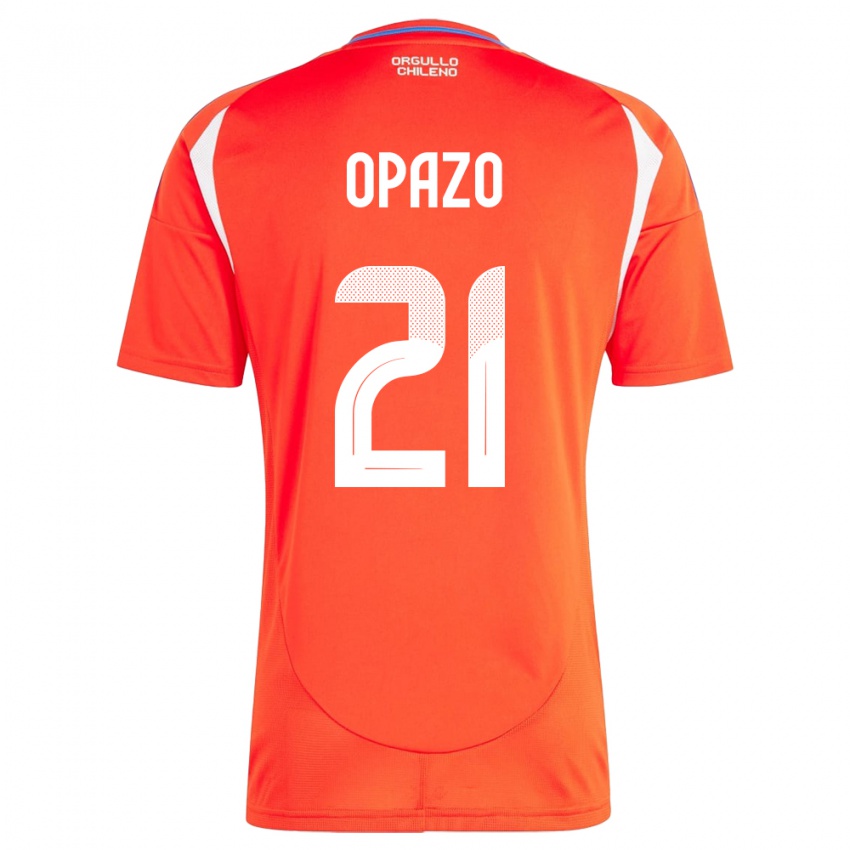 Női Chile Diego Opazo #21 Piros Hazai Jersey 24-26 Mez Póló Ing