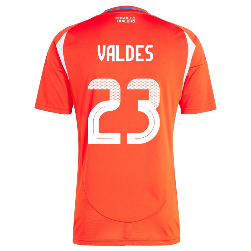 Női Chile Francisco Valdés #23 Piros Hazai Jersey 24-26 Mez Póló Ing