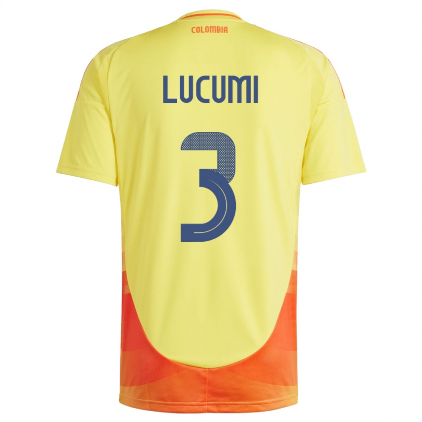 Női Kolumbia Jhon Lucumí #3 Sárga Hazai Jersey 24-26 Mez Póló Ing