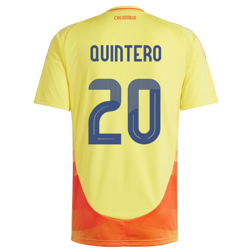 Női Kolumbia Juan Fernando Quintero #20 Sárga Hazai Jersey 24-26 Mez Póló Ing