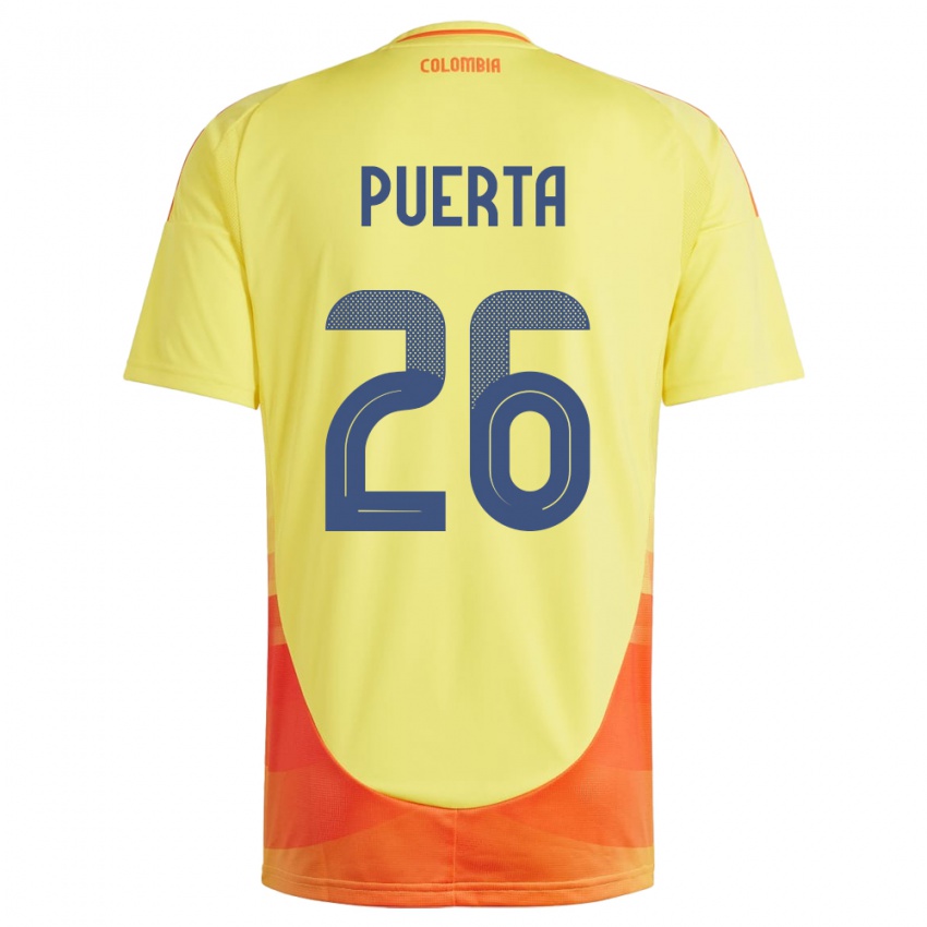 Női Kolumbia Gustavo Puerta #26 Sárga Hazai Jersey 24-26 Mez Póló Ing