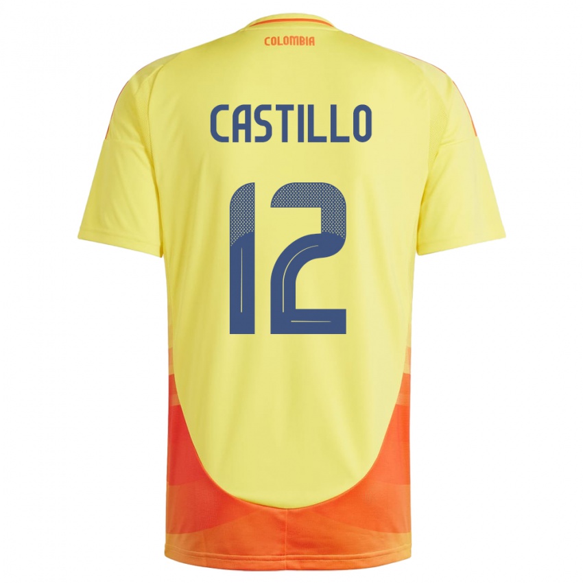 Női Kolumbia Juan Castillo #12 Sárga Hazai Jersey 24-26 Mez Póló Ing