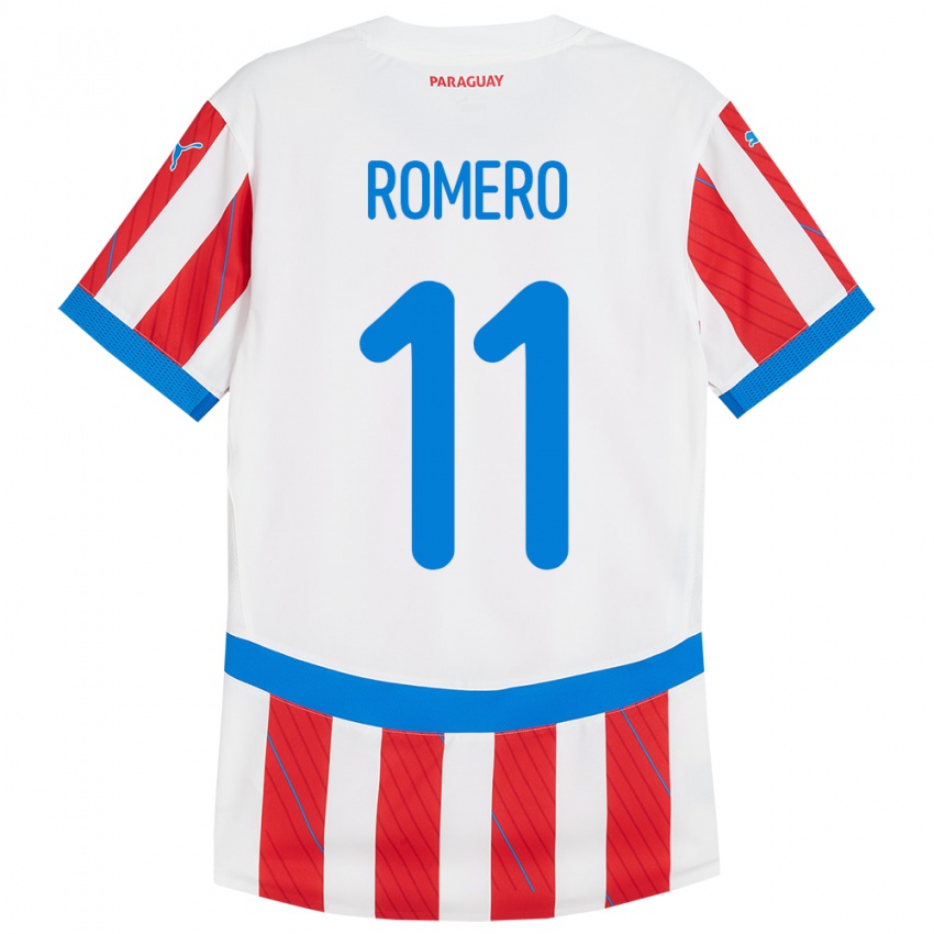 Női Paraguay Ángel Romero #11 Fehér Piros Hazai Jersey 24-26 Mez Póló Ing