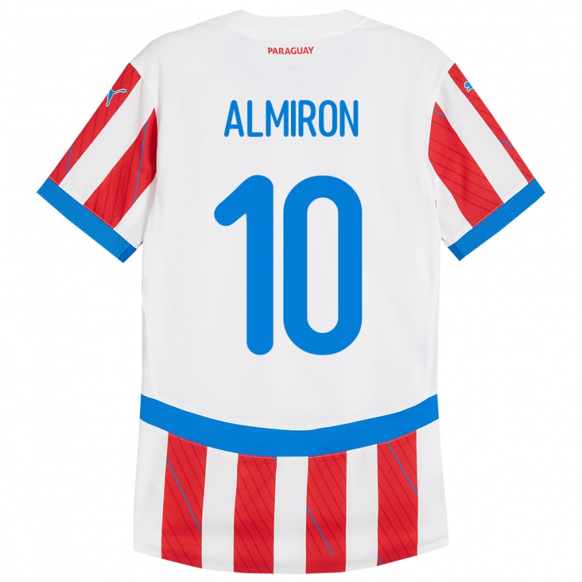 Női Paraguay Miguel Almirón #10 Fehér Piros Hazai Jersey 24-26 Mez Póló Ing