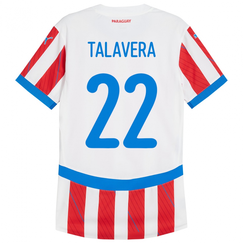 Női Paraguay Javier Talavera #22 Fehér Piros Hazai Jersey 24-26 Mez Póló Ing