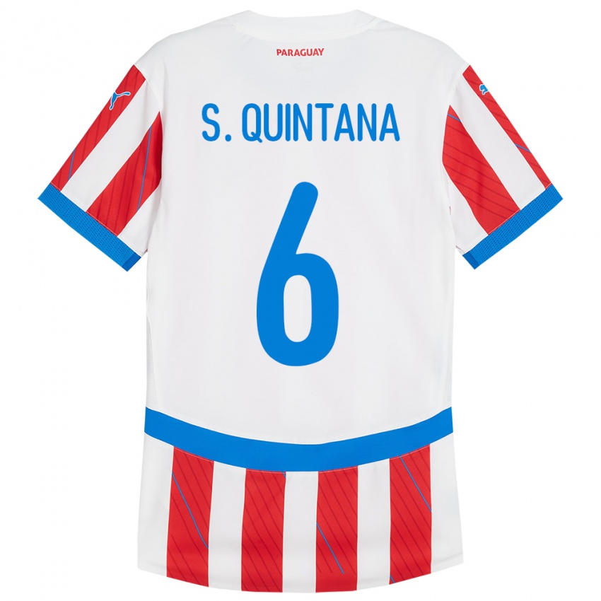 Női Paraguay Sebastián Quintana #6 Fehér Piros Hazai Jersey 24-26 Mez Póló Ing