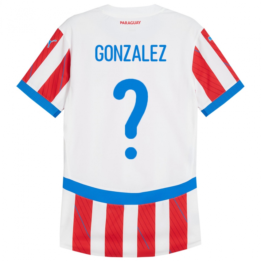 Női Paraguay Antonio González #0 Fehér Piros Hazai Jersey 24-26 Mez Póló Ing