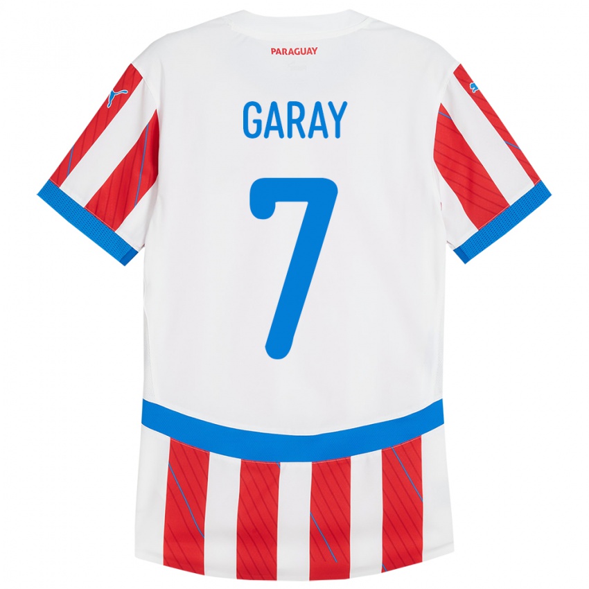 Női Paraguay Griselda Garay #7 Fehér Piros Hazai Jersey 24-26 Mez Póló Ing