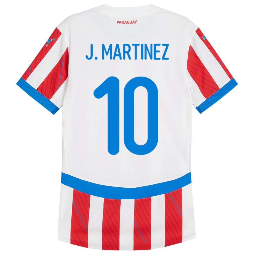 Női Paraguay Jessica Martínez #10 Fehér Piros Hazai Jersey 24-26 Mez Póló Ing