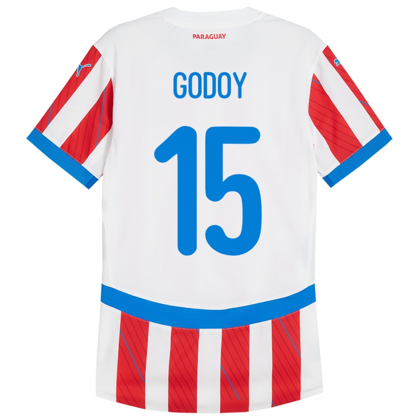 Női Paraguay Fanny Godoy #15 Fehér Piros Hazai Jersey 24-26 Mez Póló Ing