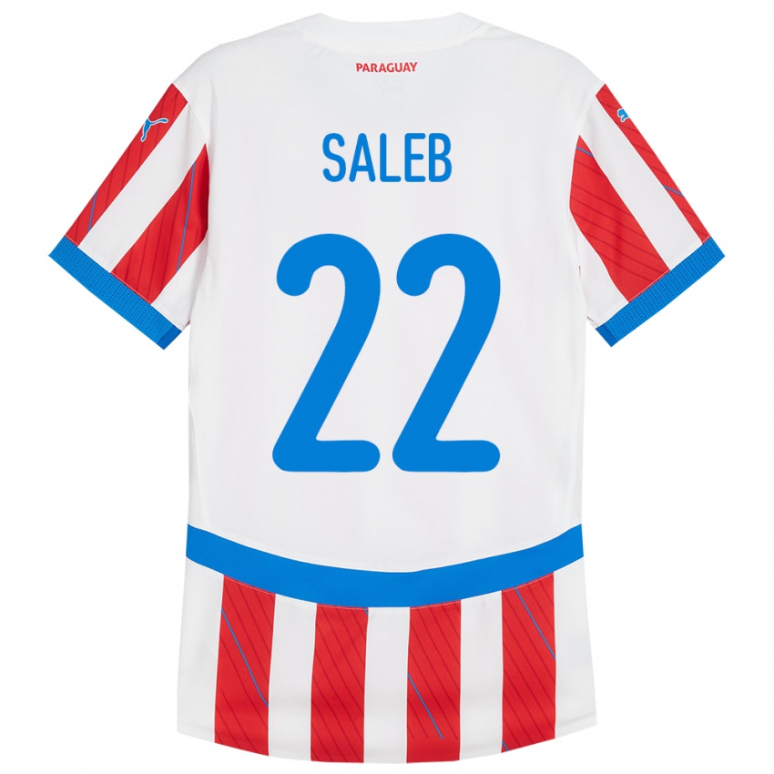 Női Paraguay Gloria Saleb #22 Fehér Piros Hazai Jersey 24-26 Mez Póló Ing