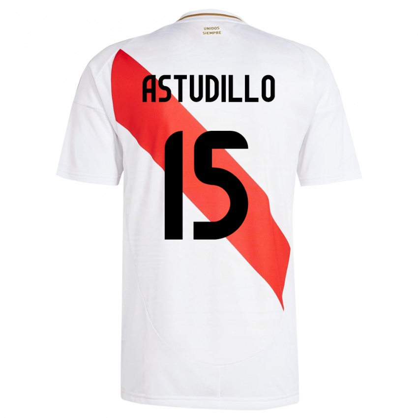 Női Peru Julinho Astudillo #15 Fehér Hazai Jersey 24-26 Mez Póló Ing