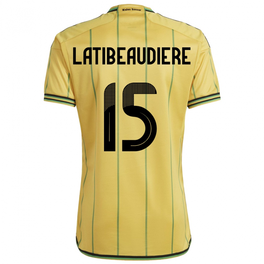 Női Jamaica Joel Latibeaudiere #15 Sárga Hazai Jersey 24-26 Mez Póló Ing