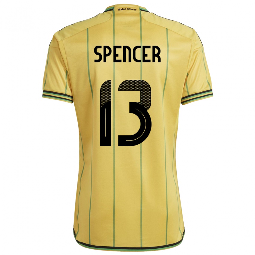 Női Jamaica Rebecca Spencer #13 Sárga Hazai Jersey 24-26 Mez Póló Ing