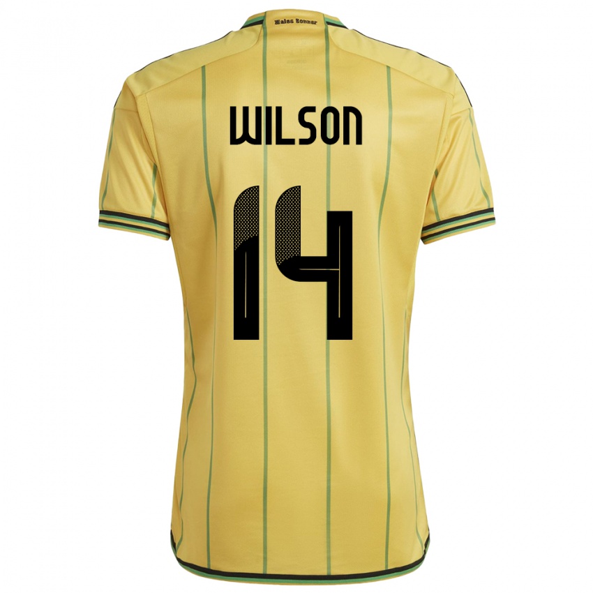 Női Jamaica Siobhan Wilson #14 Sárga Hazai Jersey 24-26 Mez Póló Ing