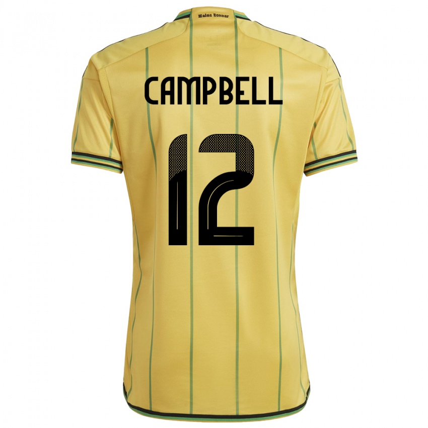 Női Jamaica Sashana Campbell #12 Sárga Hazai Jersey 24-26 Mez Póló Ing